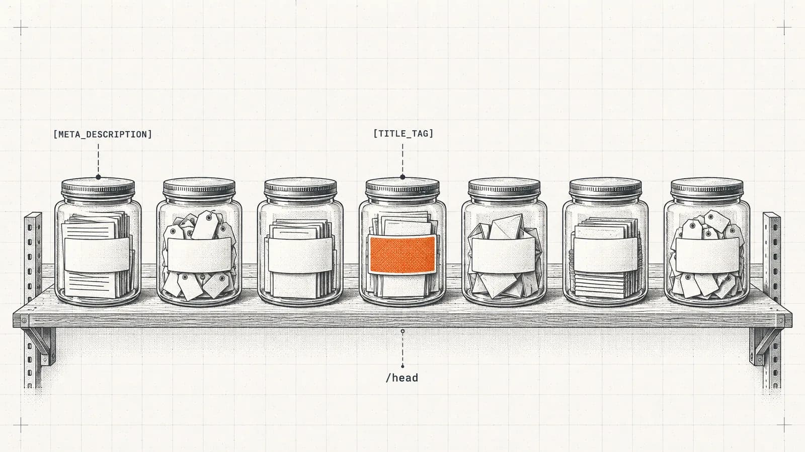 One jar on a pantry shelf of unlabelled jars gets a fresh orange label