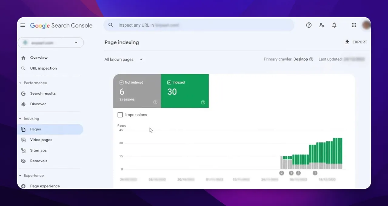 Bericht zur Seitenindexierung in der Google Search Console