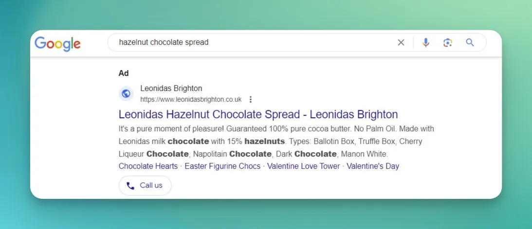 Google ads example in SERP