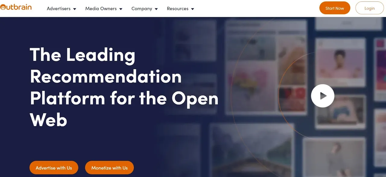 Die Homepage von Outbrain, einer der Plattformen zur Verbreitung von Inhalten