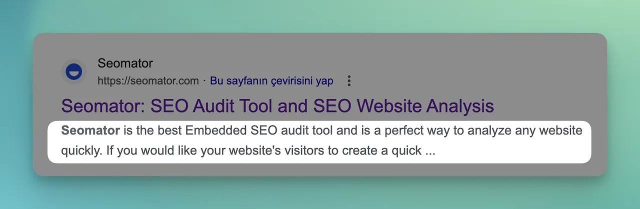 meta description of SEOmator