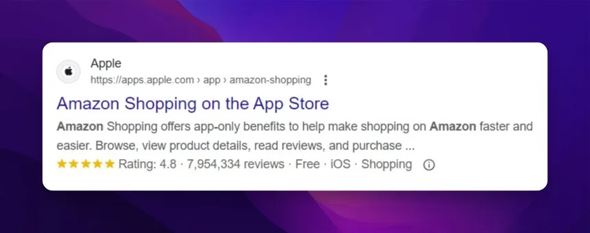 Beispiel für Review-Schema-Markup von Apple