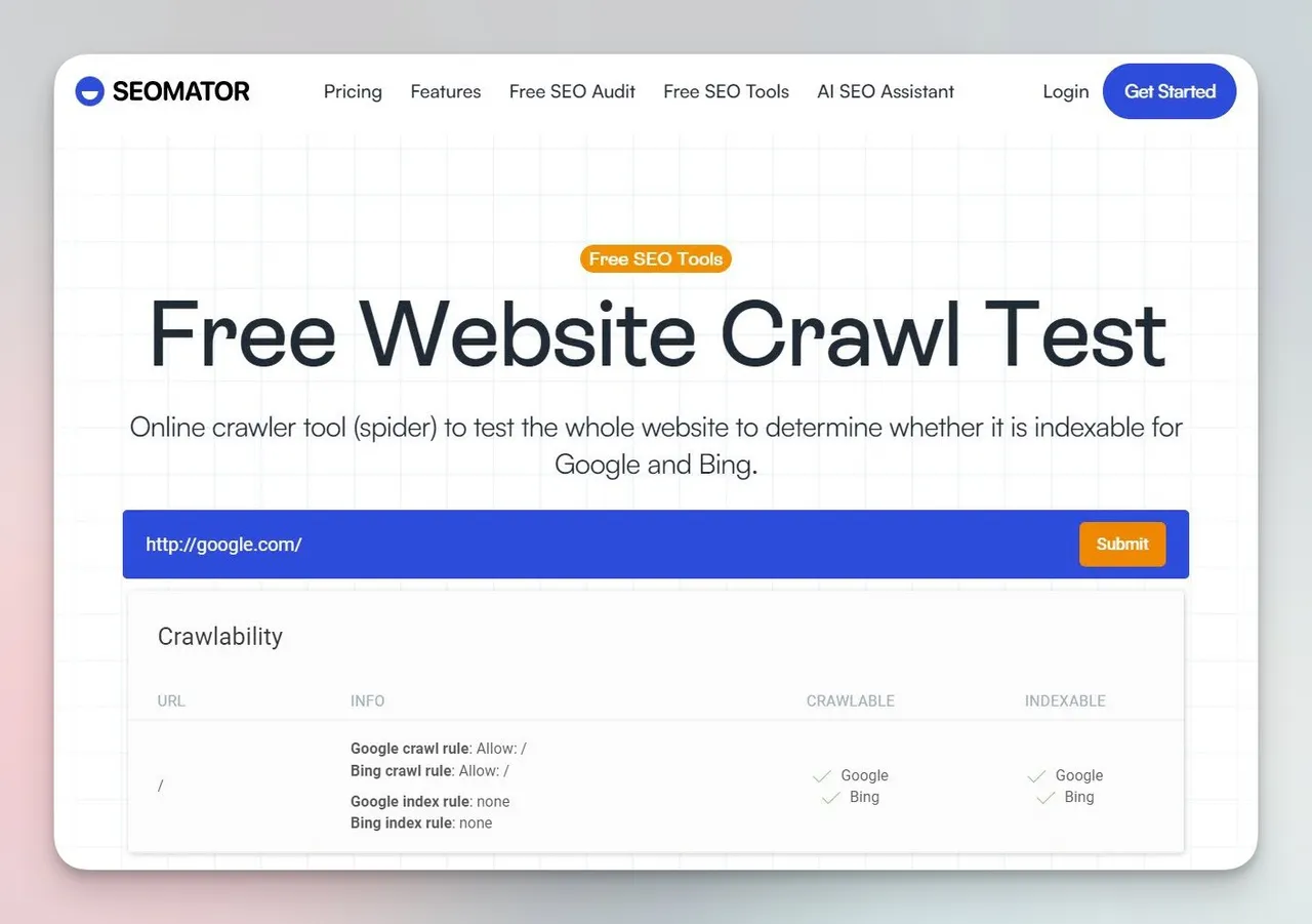 website crawl testing tool