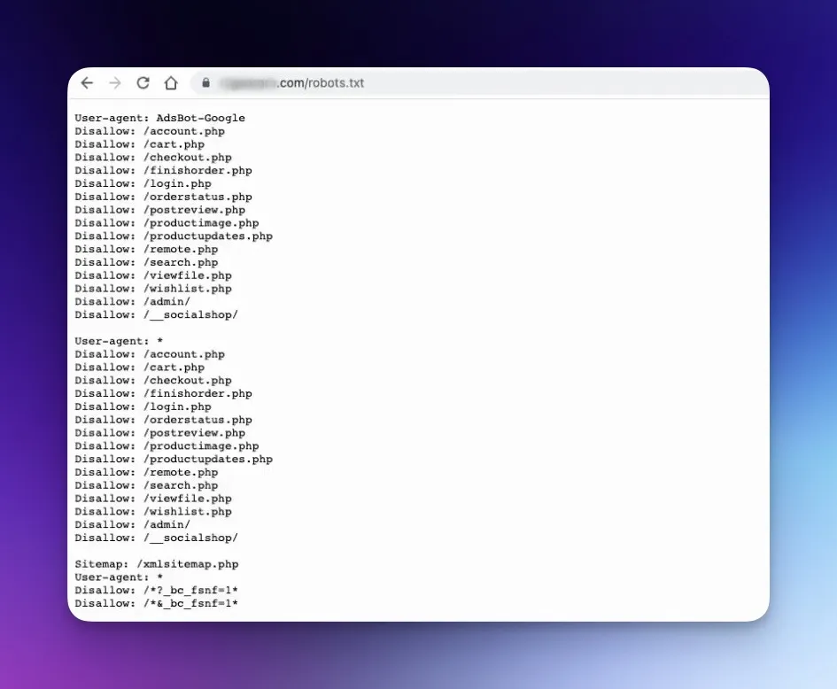 an example to a robots.txt file