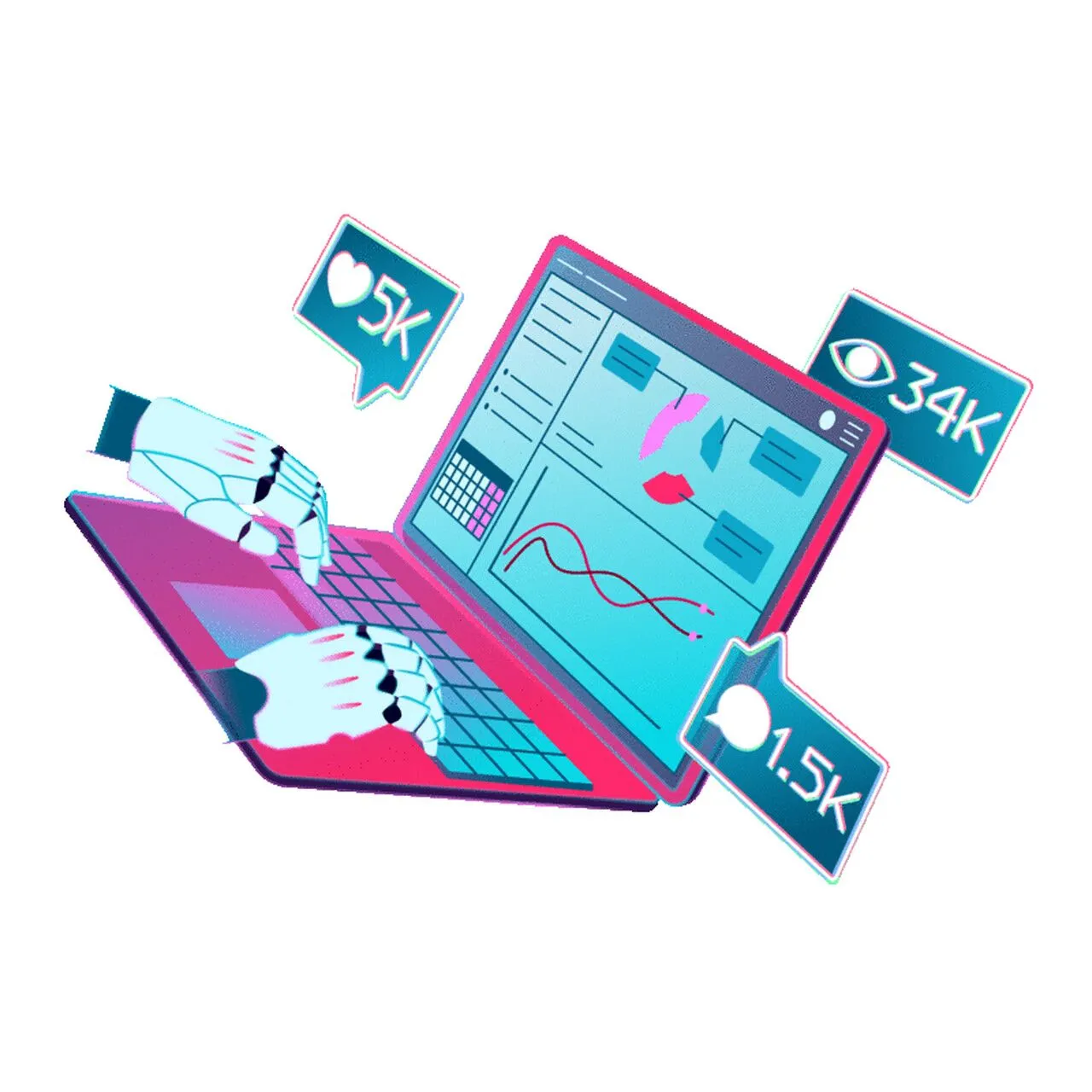 like numbers, view numbers and comment numbers on the laptop
