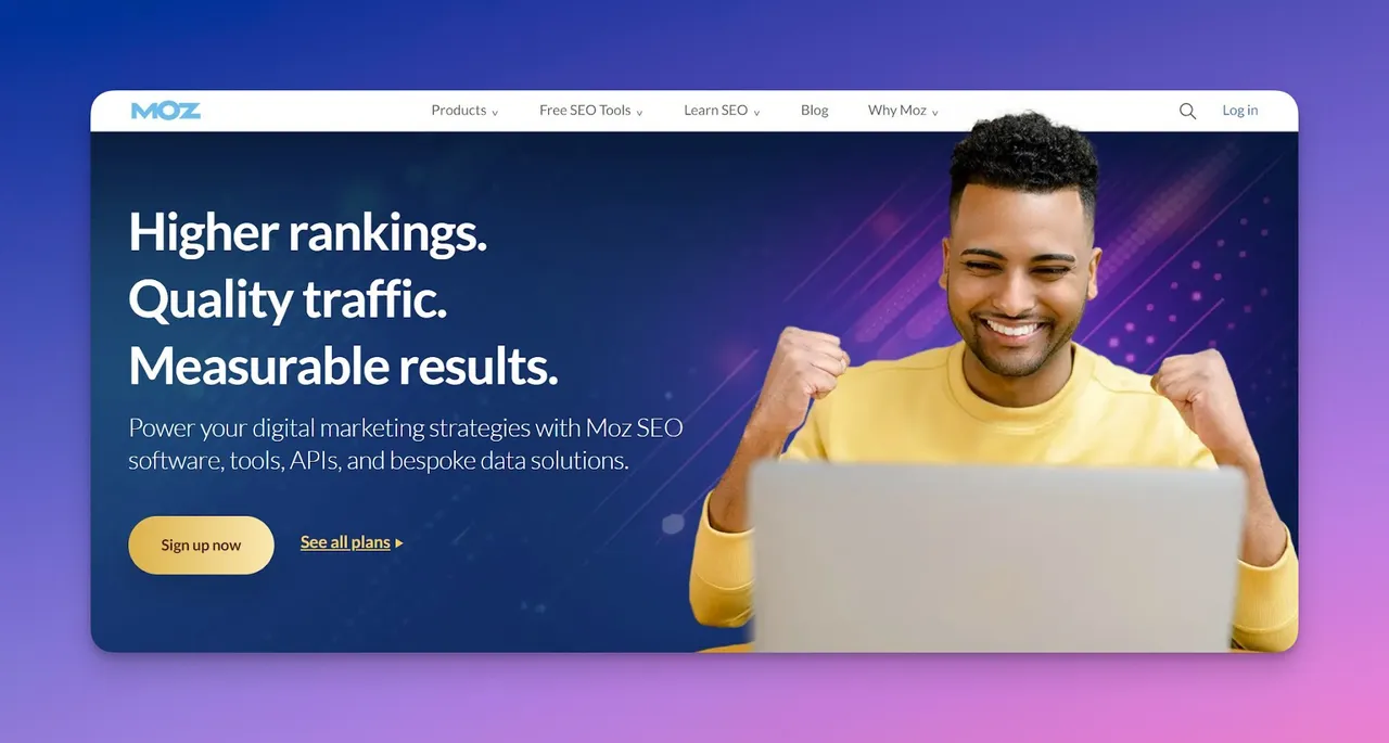 Moz Pro dashboard displaying Domain Authority score and link metrics overview