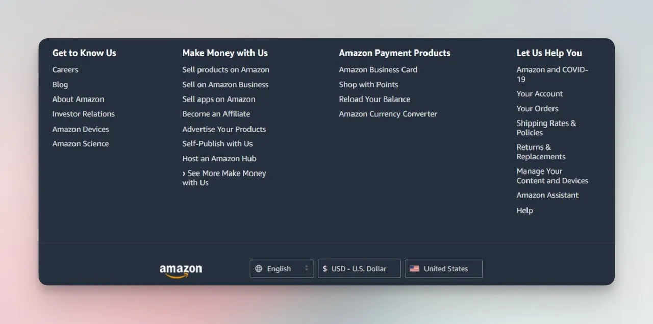 amazon uk fußzeile