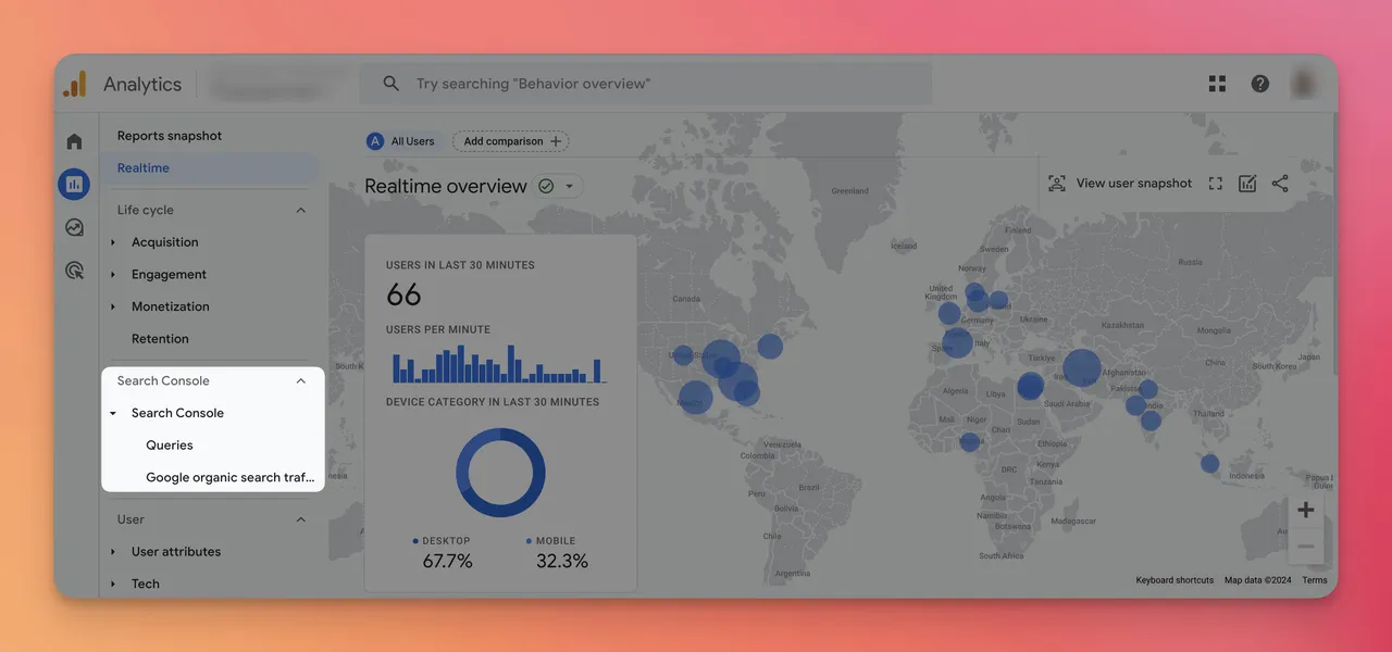 checking Search Console data on Google Analytics