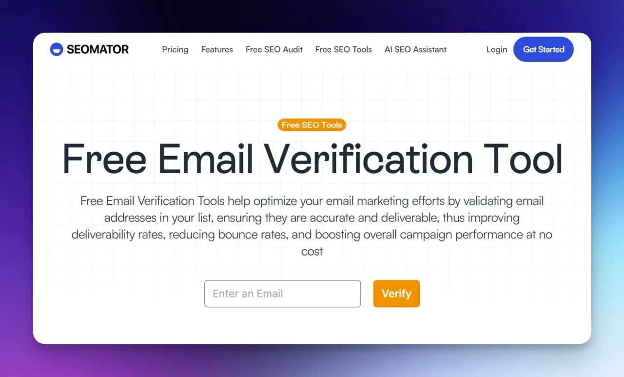 SEOmator kostenloses Tool zur E-Mail-Überprüfung