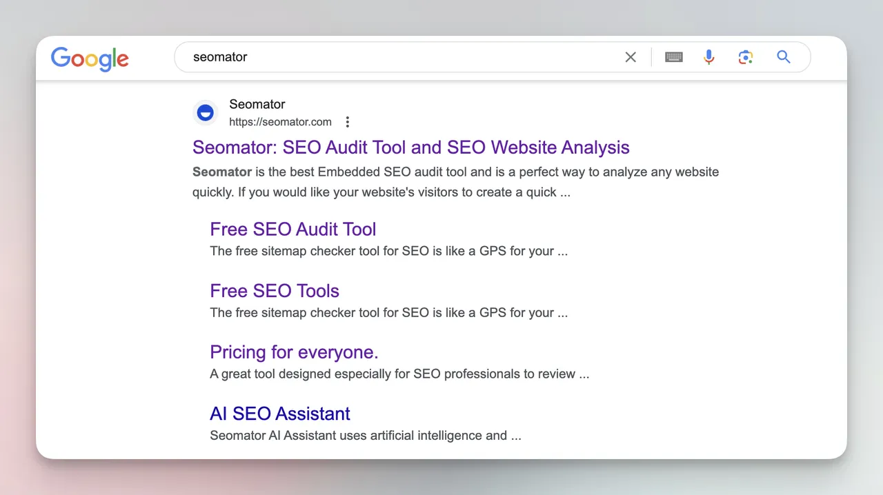 seomator search as an example to branded keyword