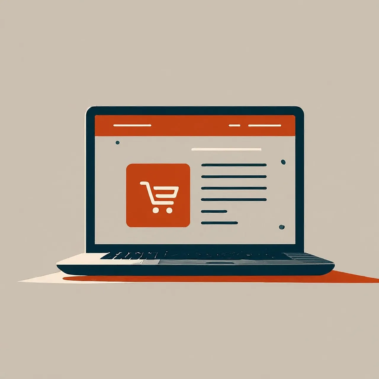 Illustration einer E-Commerce-Seite auf einem Laptop-Bildschirm