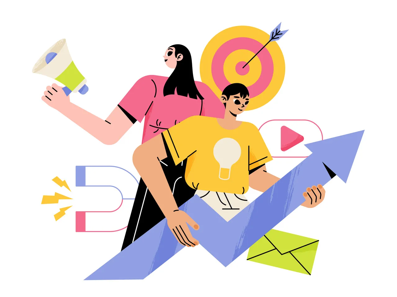 illustrierte Frau und Mann