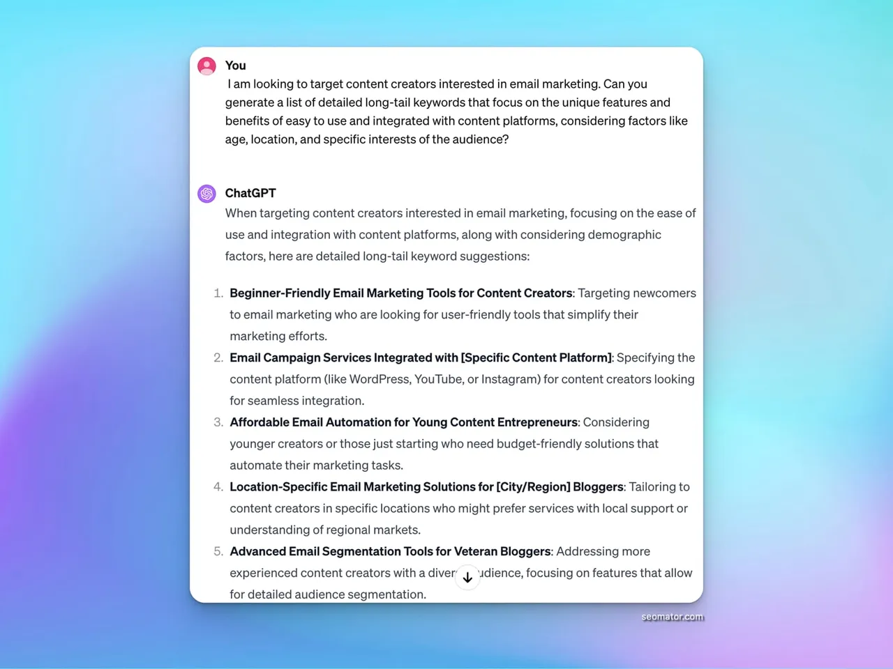 Product-Specific Long-Tail Keyword Prompt SEO