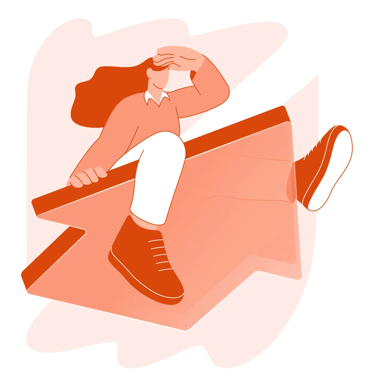 illustrated woman on an increasing arrow