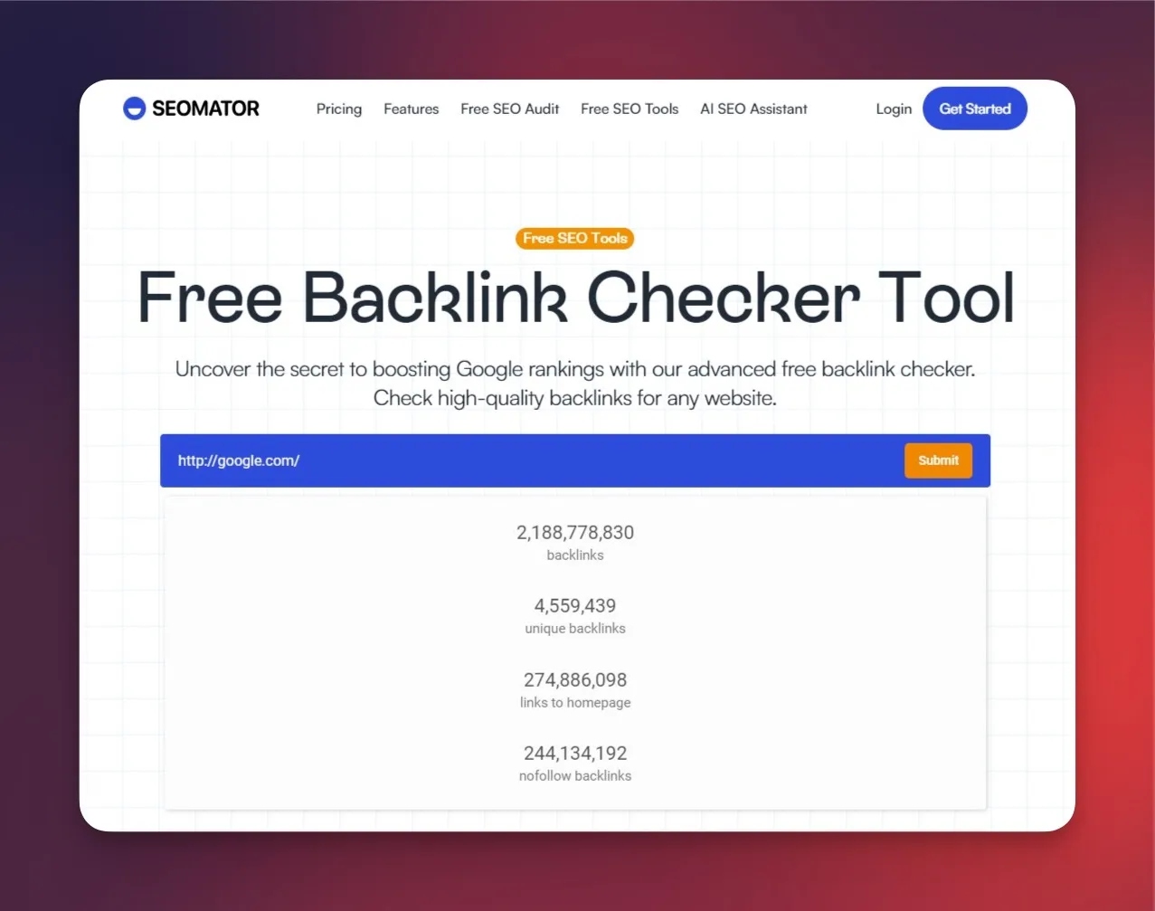 seomators kostenloses backlink checker tool