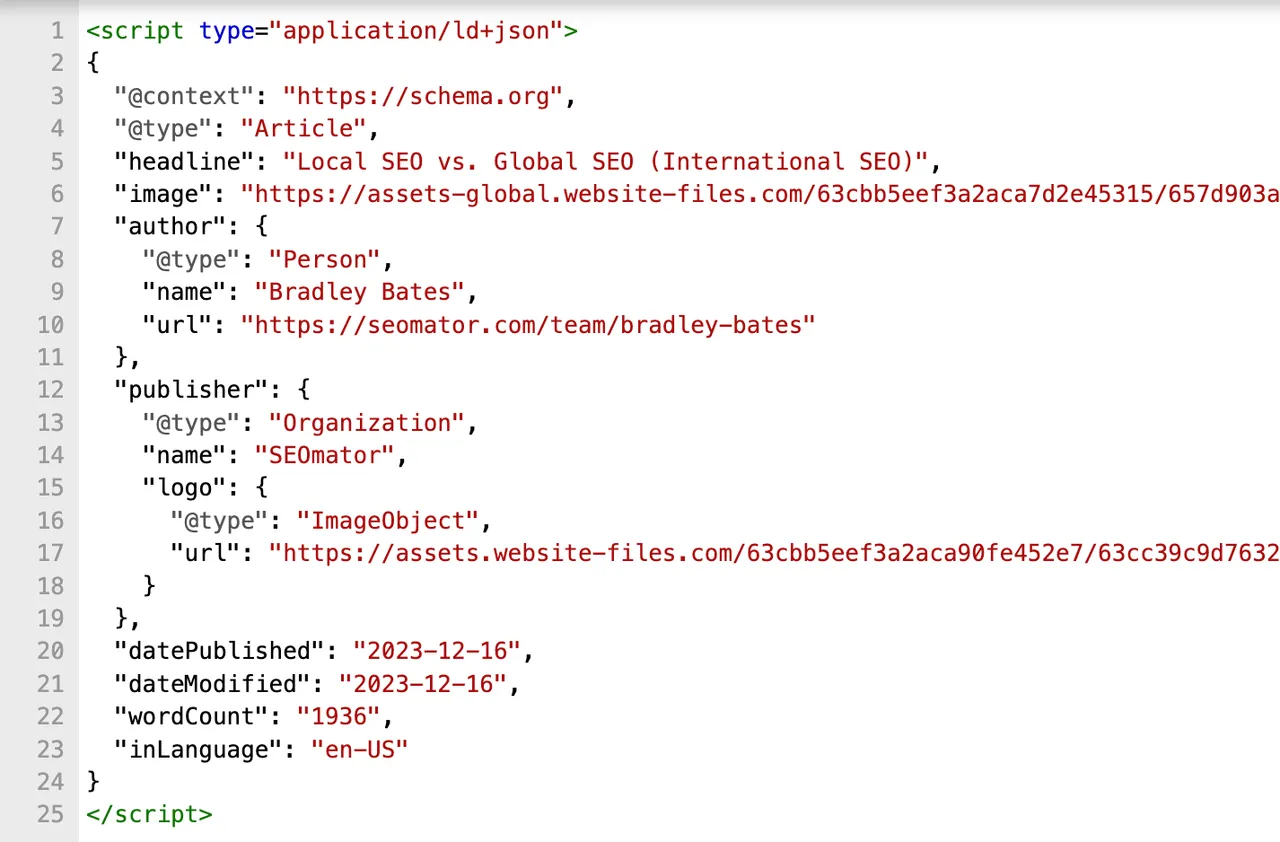 json example