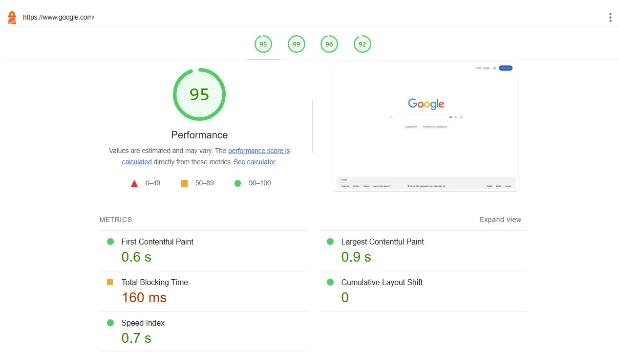 SEOmator Website-Geschwindigkeitstest-Dashboard