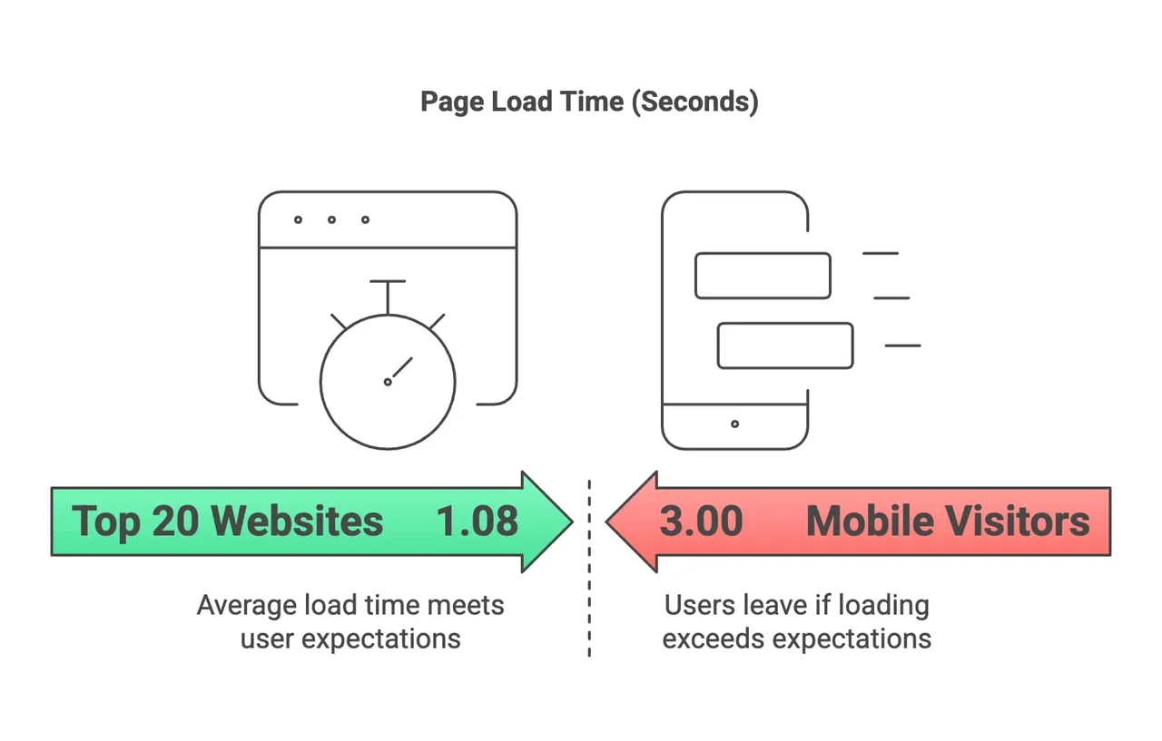 Infographic depicting the stages of page load time, emphasizing the critical phases that affect website performance and speed.