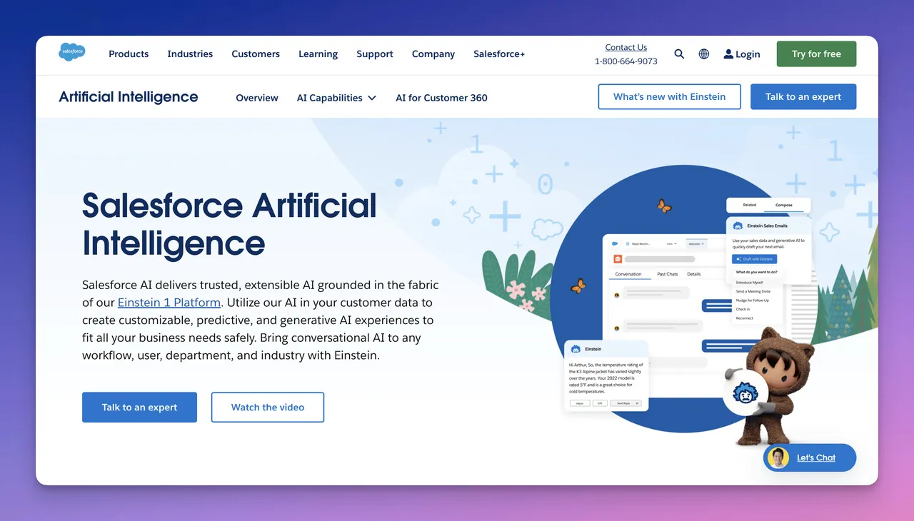 landing page of Salesforce AI tool