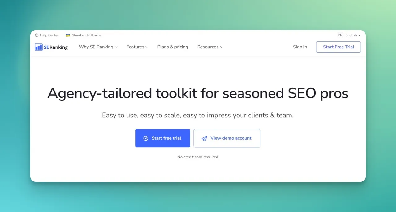 SE Ranking homepage