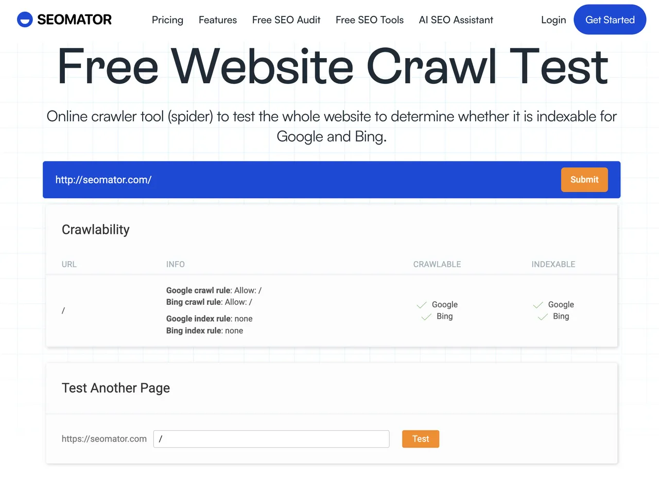 The Website Crawl Test Tool