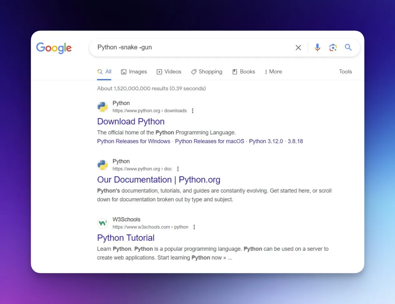 google search by typing minus symbol to exclude a word