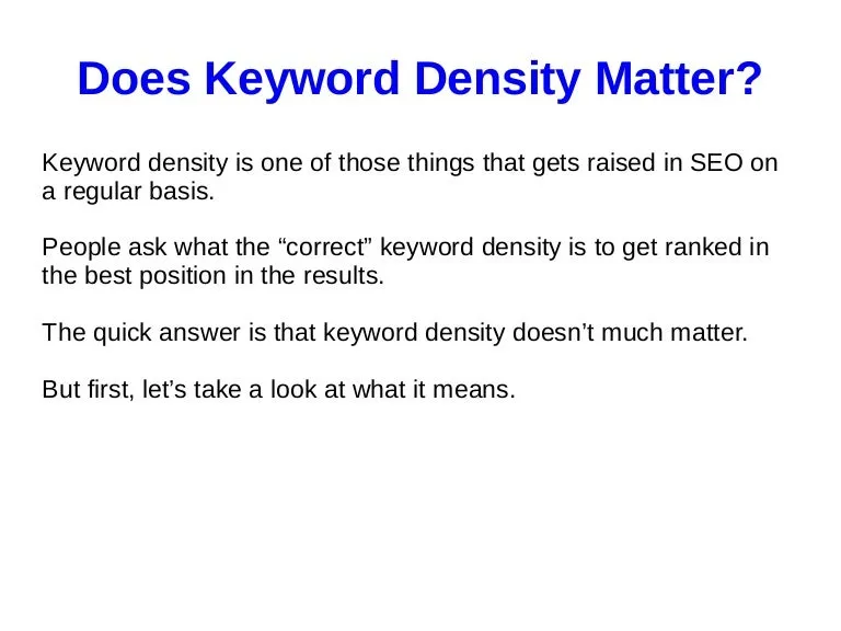 An explanation to understand does keyword density matter