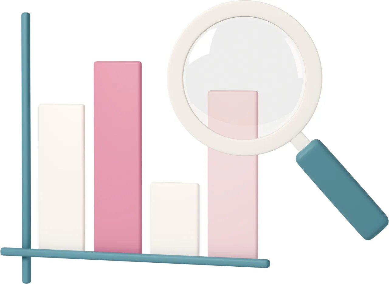 a magnifying glass over the the graph