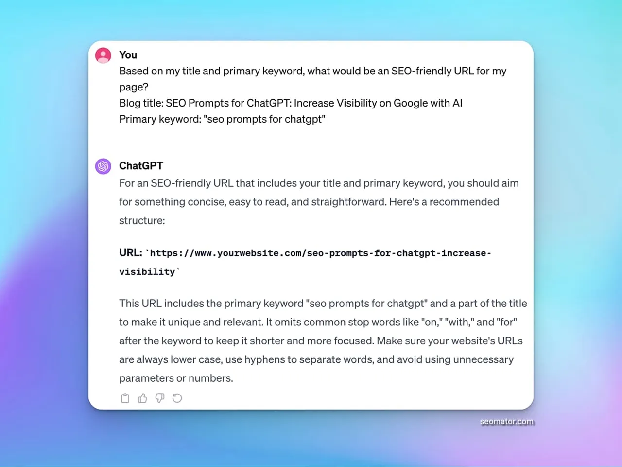 Optimizing URLs with chatgpt seo prompts