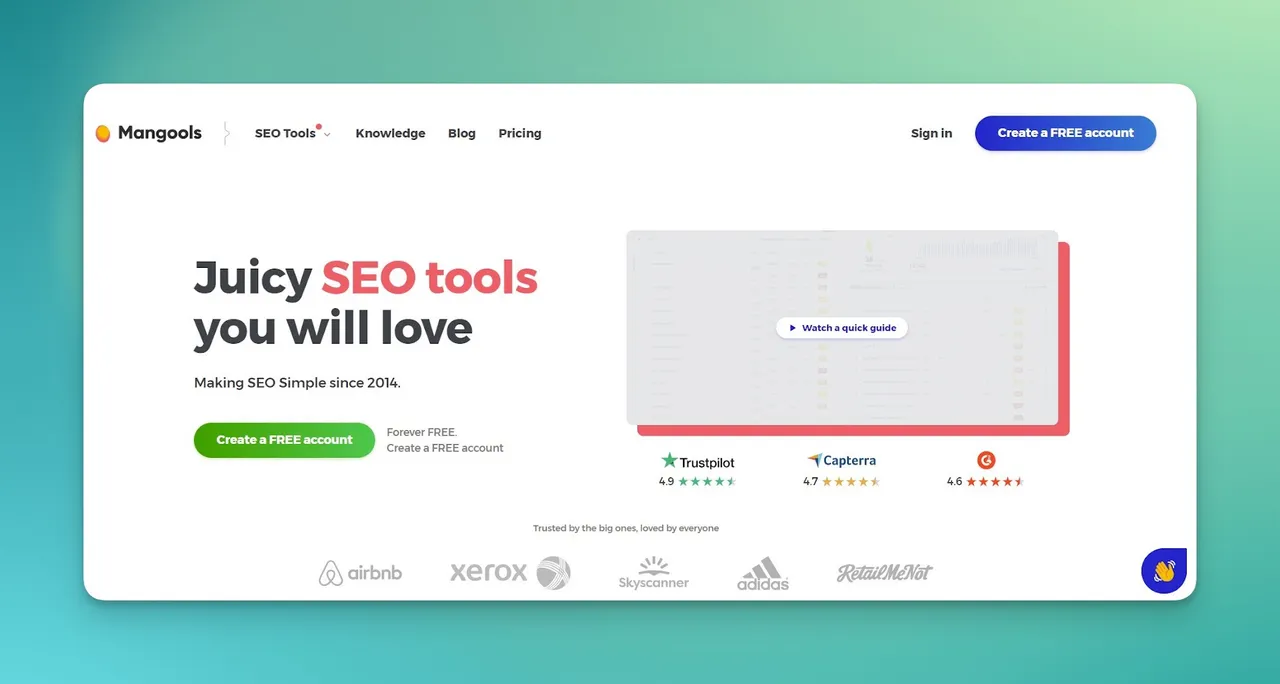 Mangools homepage