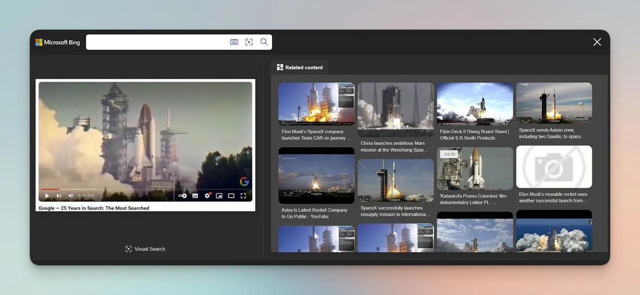 Bing image search result page
