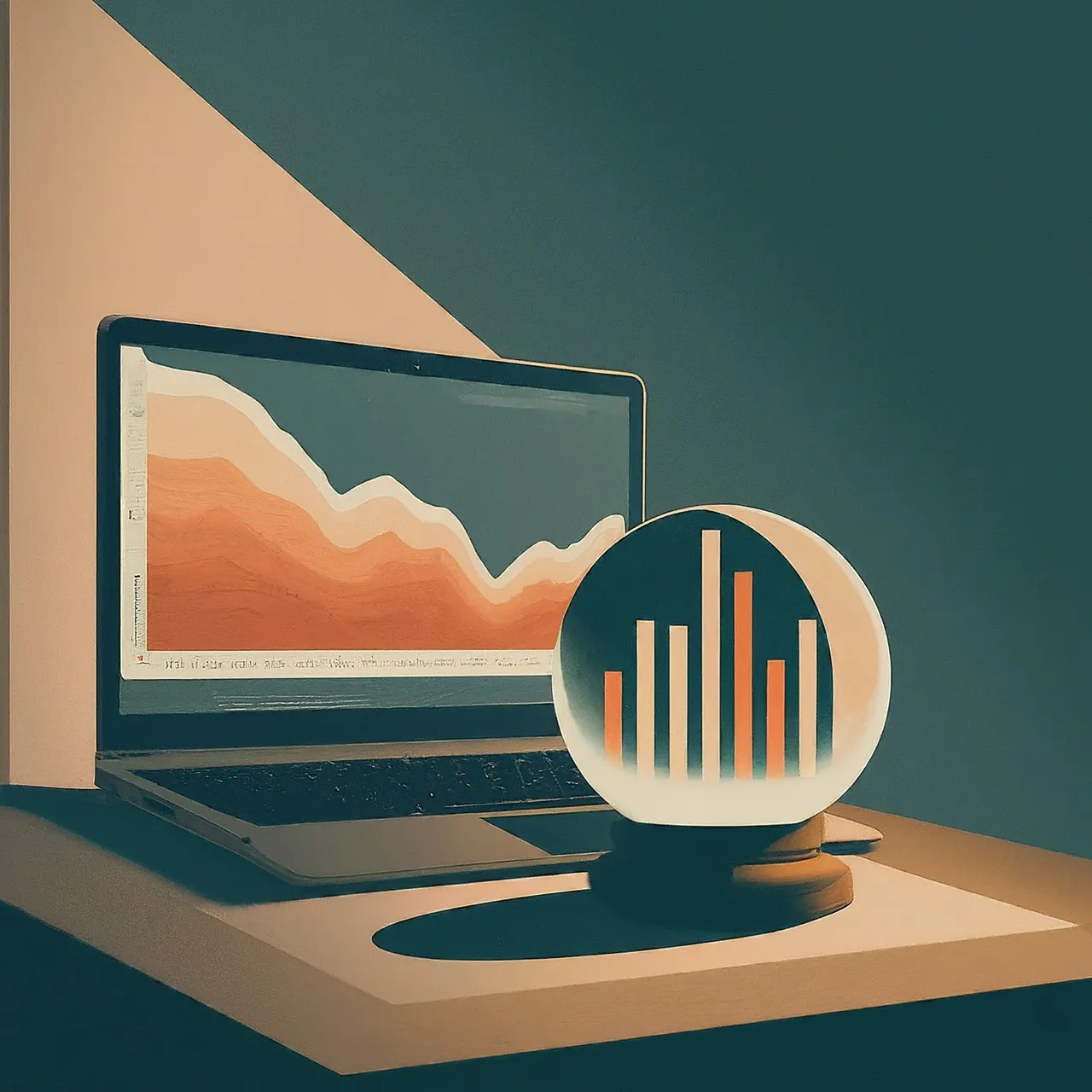 seo forecasting with a magic ball in front of he laptop
