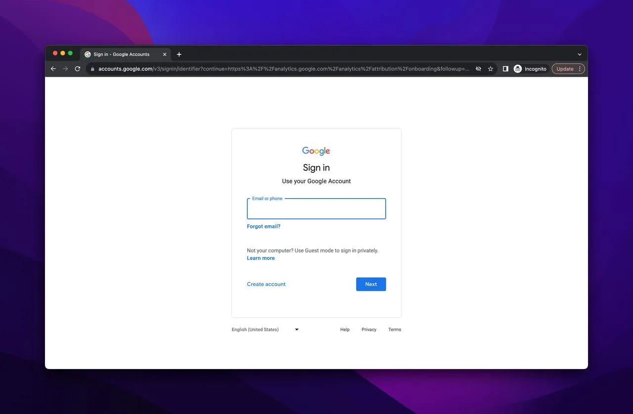 setting up step of Google Analytics 4