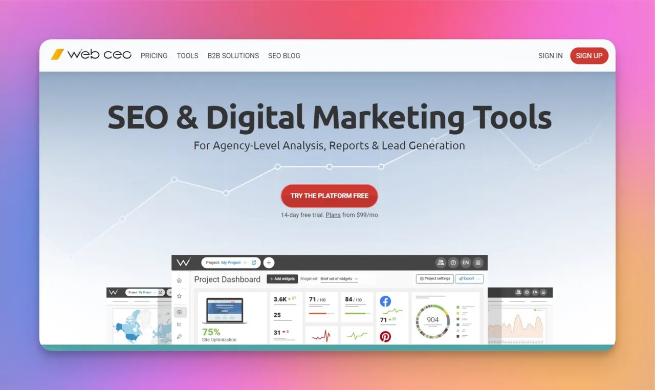 WebCEO Startseite