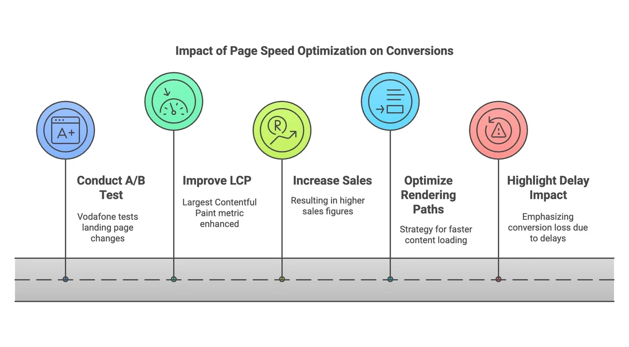 An infographic showing how faster page loading times enhance user experience and boost conversion rates.