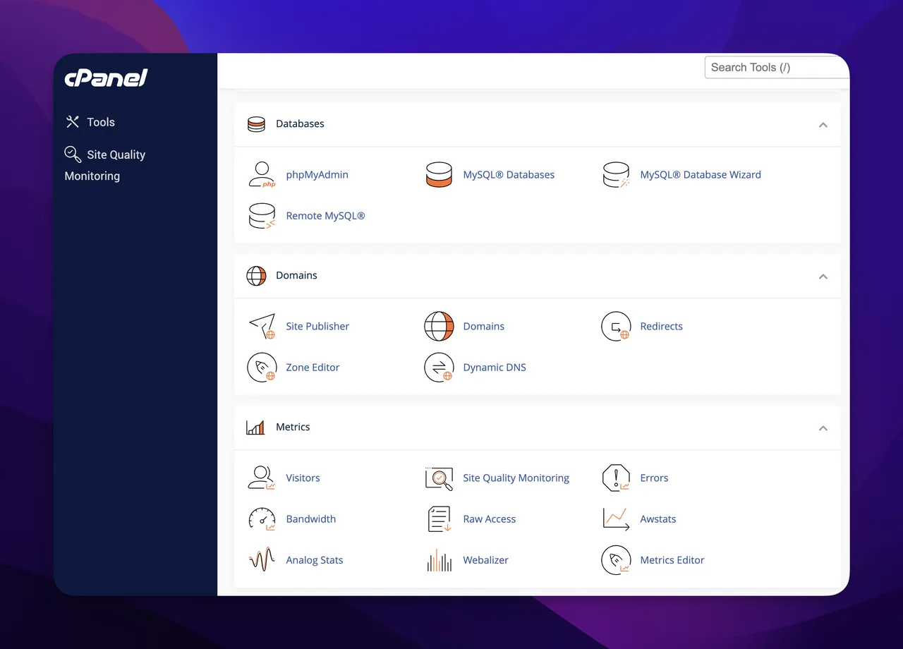 Cpanel-Umleitungsabschnitt