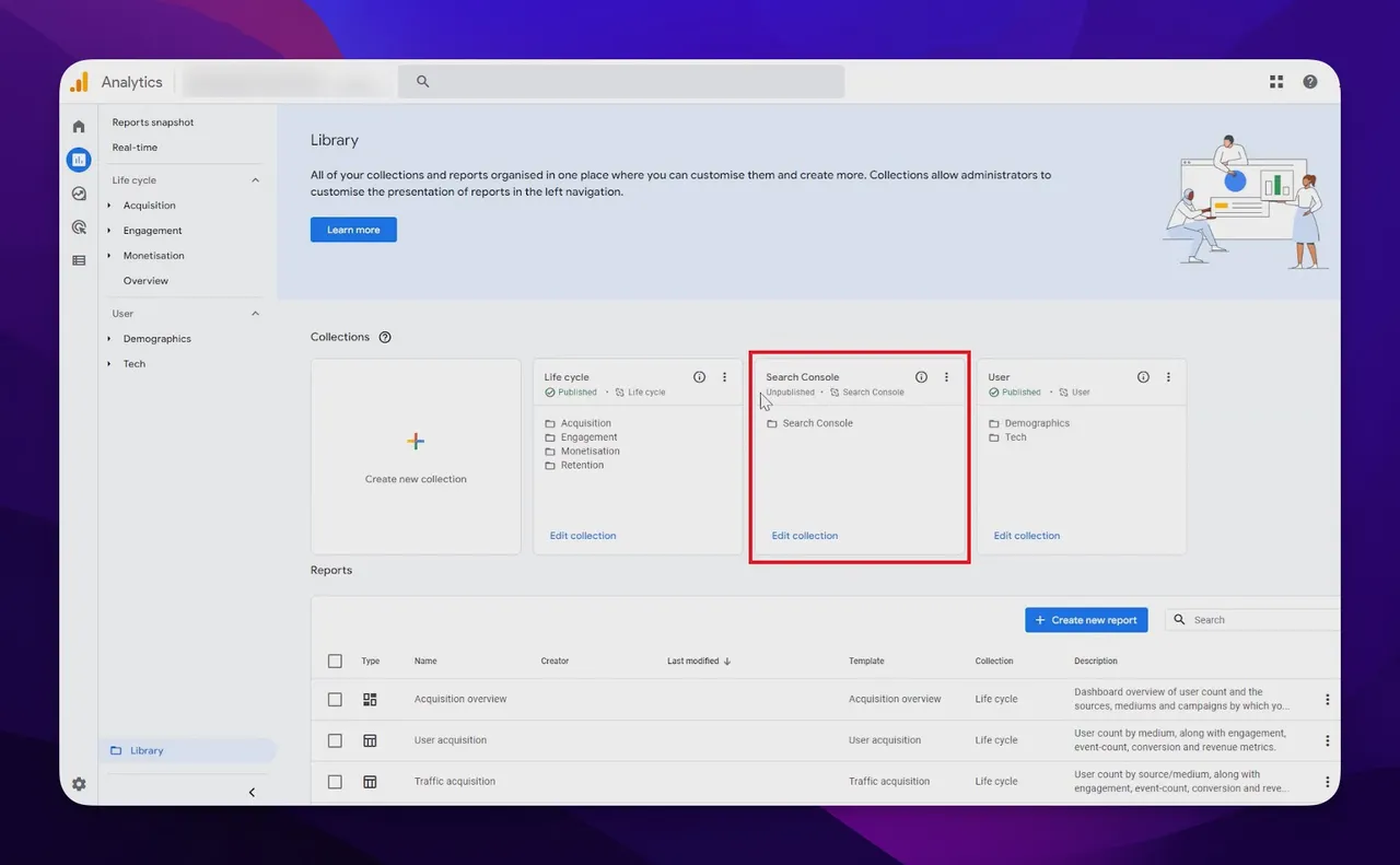 search console and google analytics integration