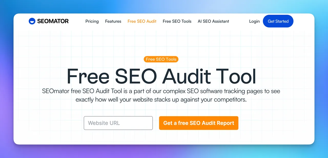 SEO Audit Tool Seite von SEOmator, die eine der SEO-Plattform ist
