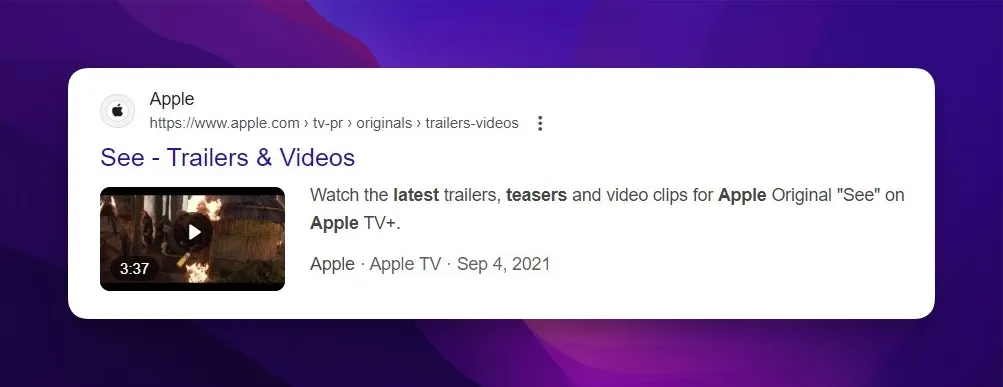 Beispiel für Video-Schema-Markup von Apple