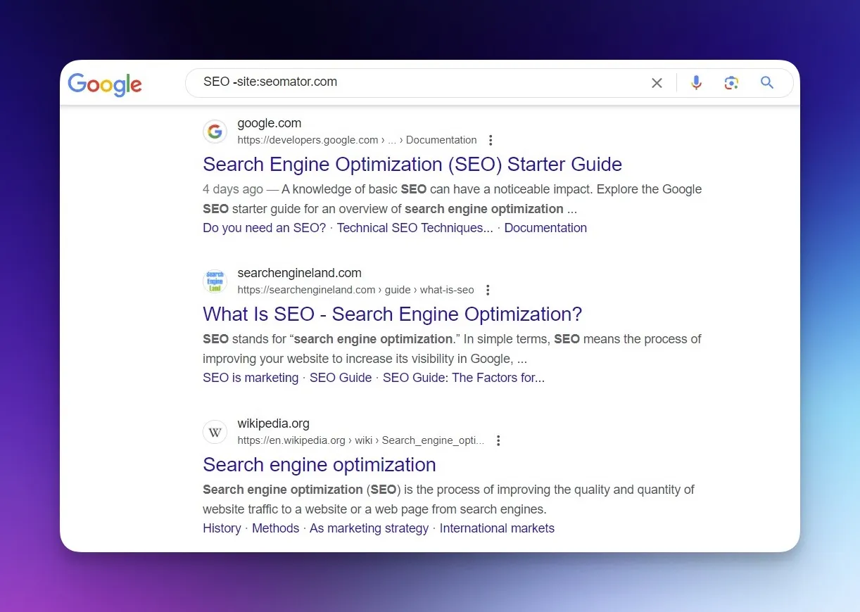 google search by typing minus symbol to exclude a word