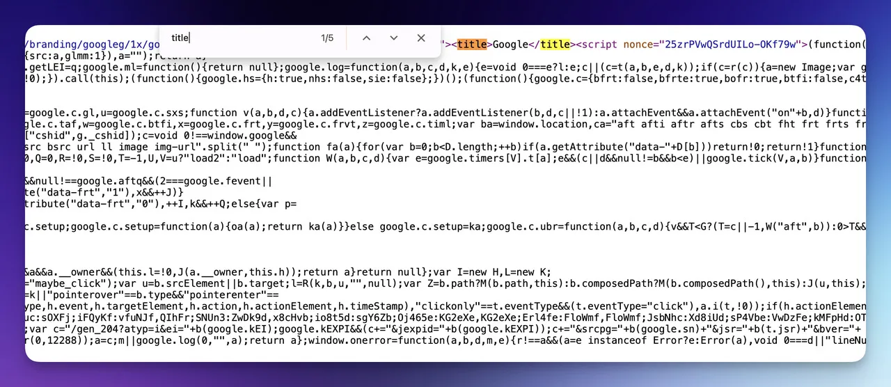 search a keyword in HTML source