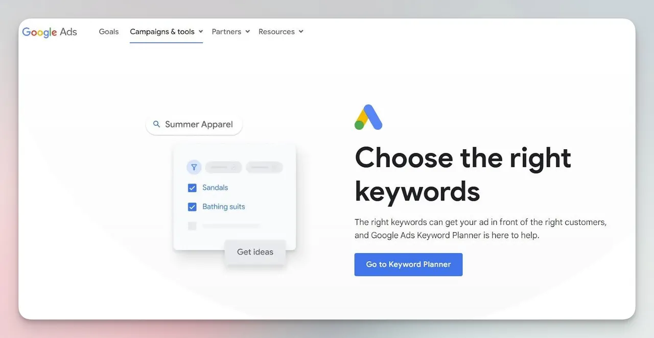 Google Ads keyword planner tool