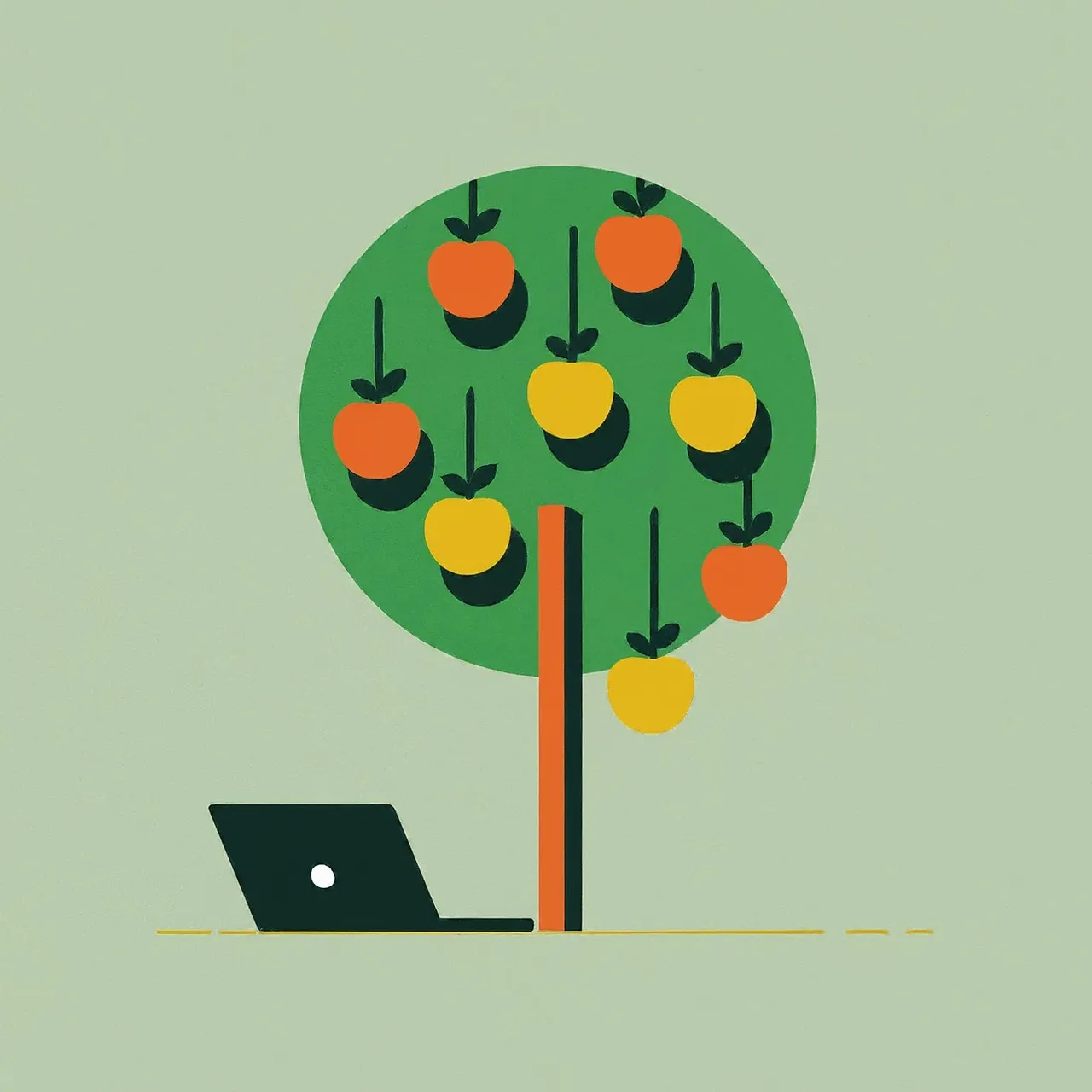 apple tree and a laptop