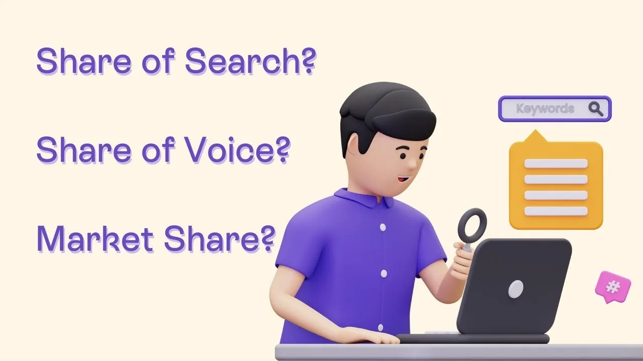 a man drawing looking for the differences between share of search, share of voice and market share terms on google
