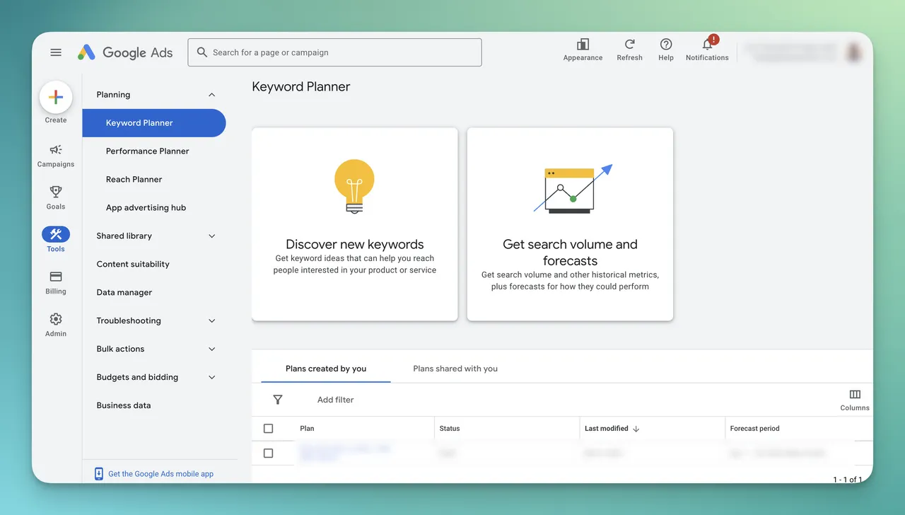 google keyword planner