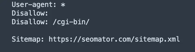 robots.txt file fo seomator.com