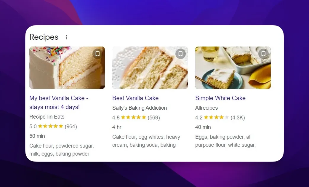 rezepte in der SERP