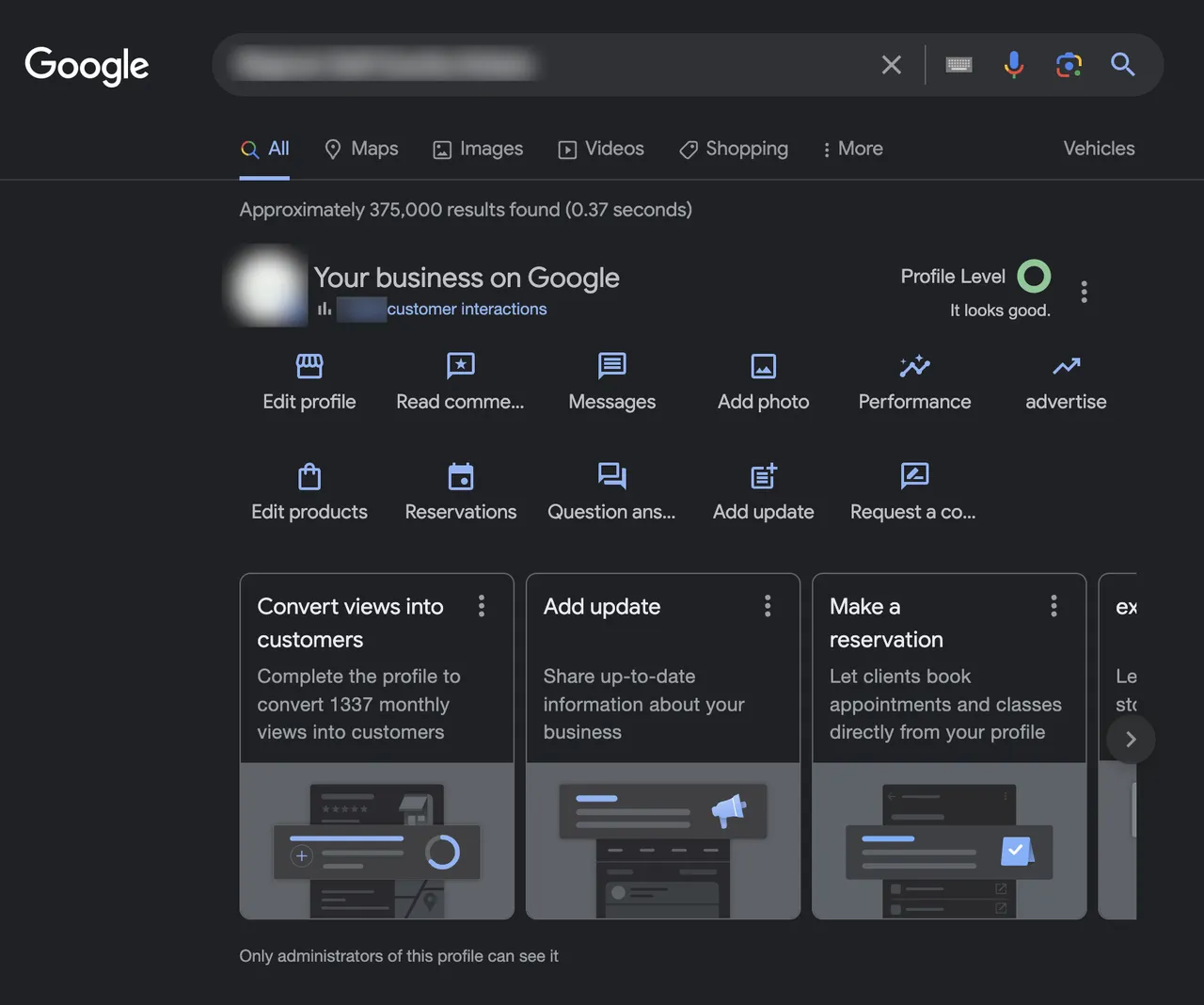 google my business profile look