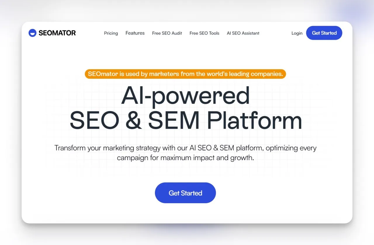SEOmator-Dashboard mit Website-Audit-Ergebnissen, Gesundheitsbewertung und SEO-Problemkategorien