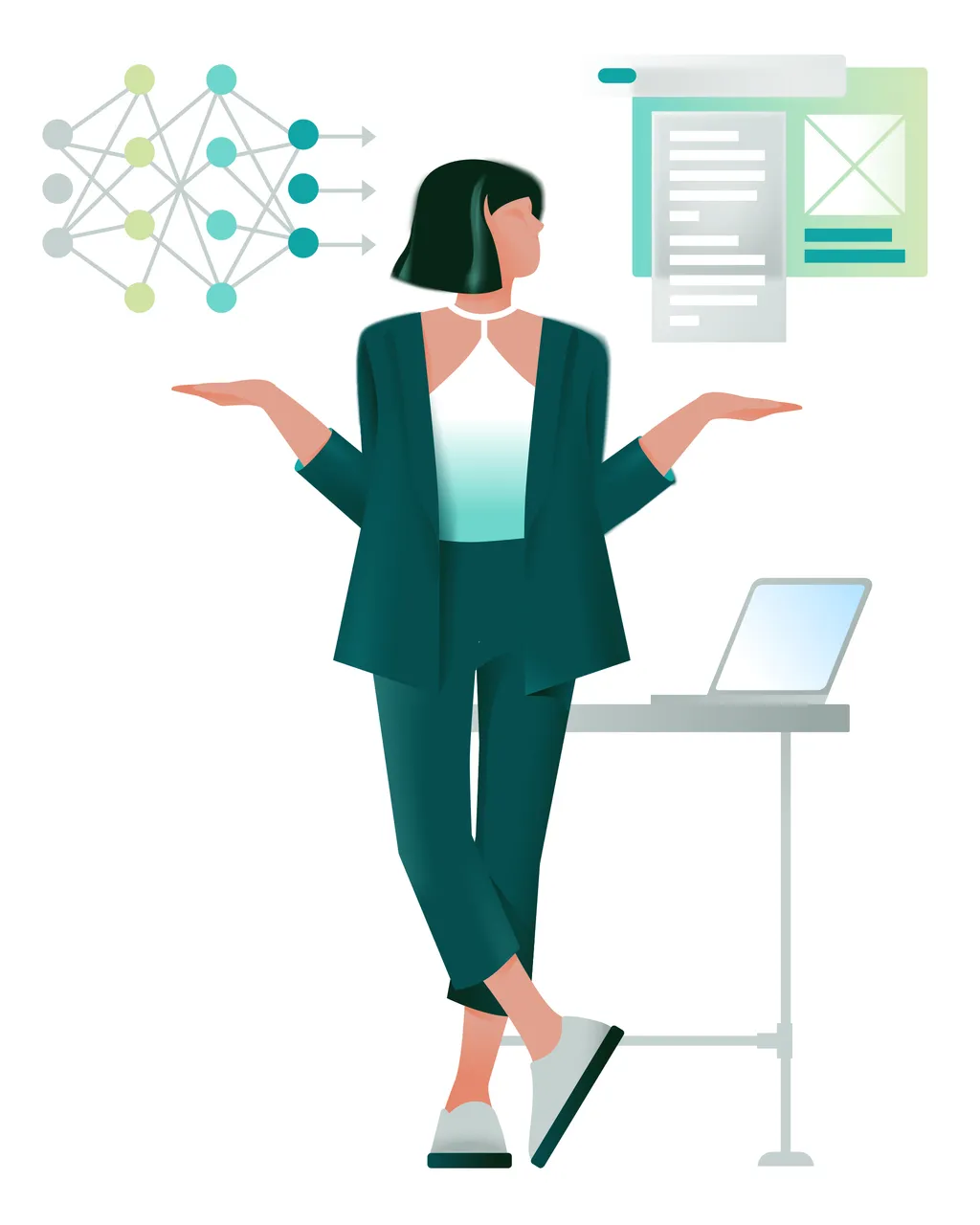 a woman illustration that works with network